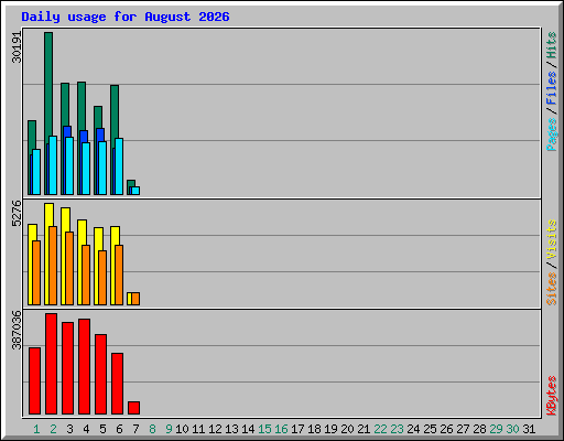 Daily usage for August 2026